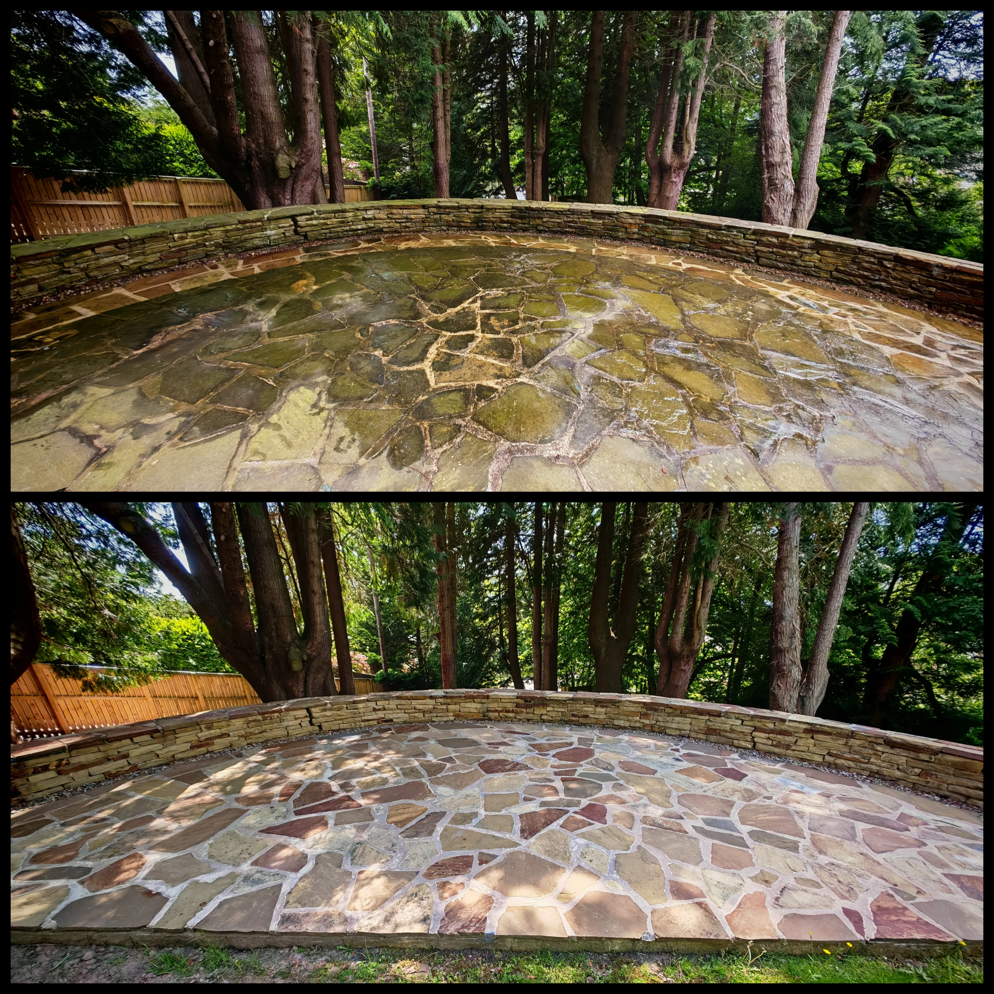Crazy paving cleaning before and after