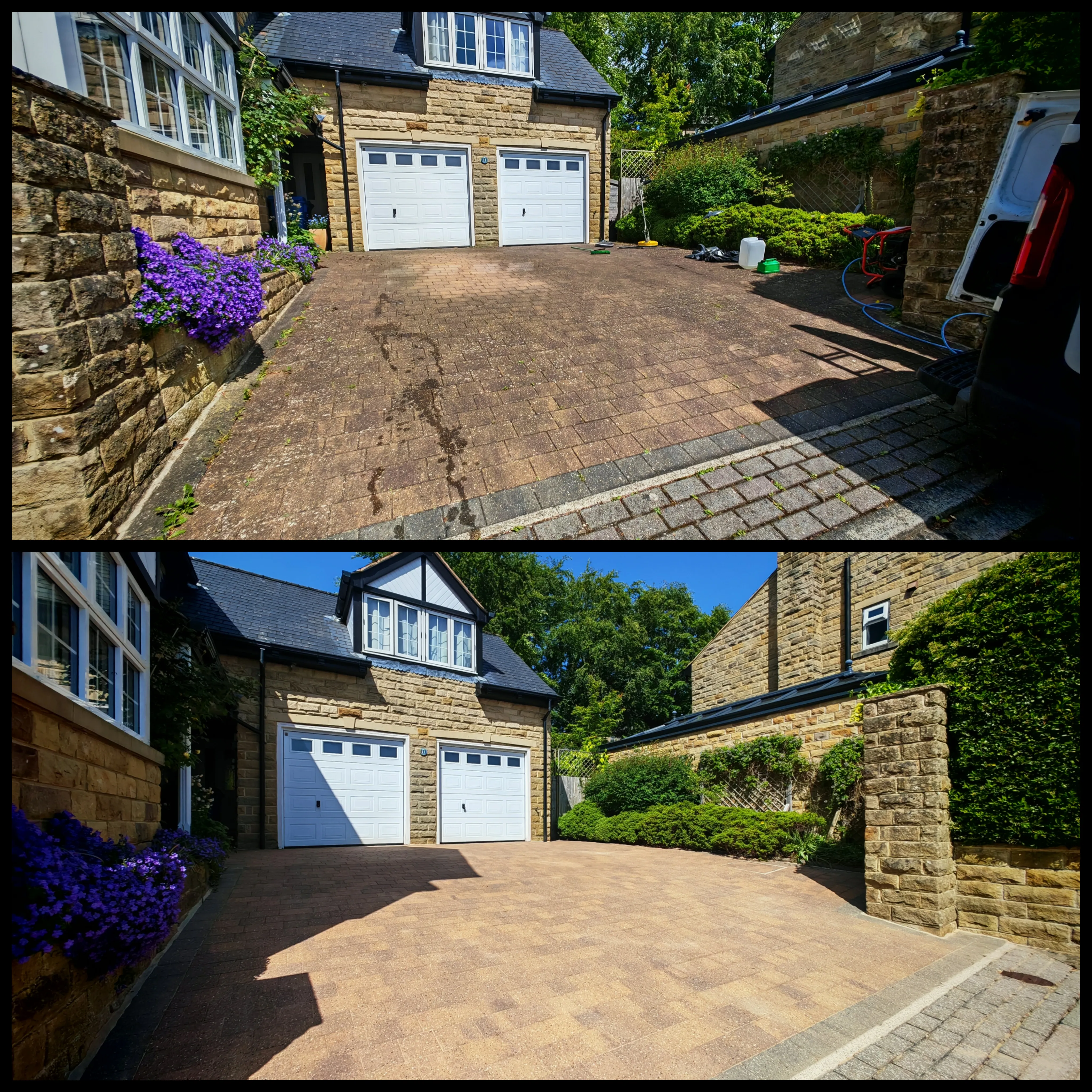 Driveway cleaning before and after