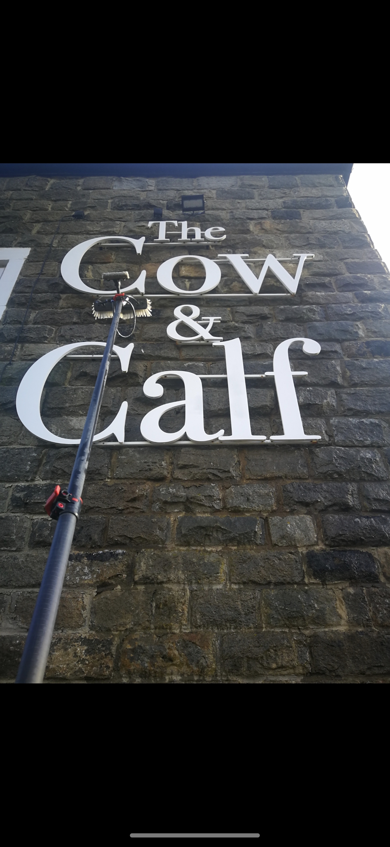 Cow and Calf Hotel sign cleaning