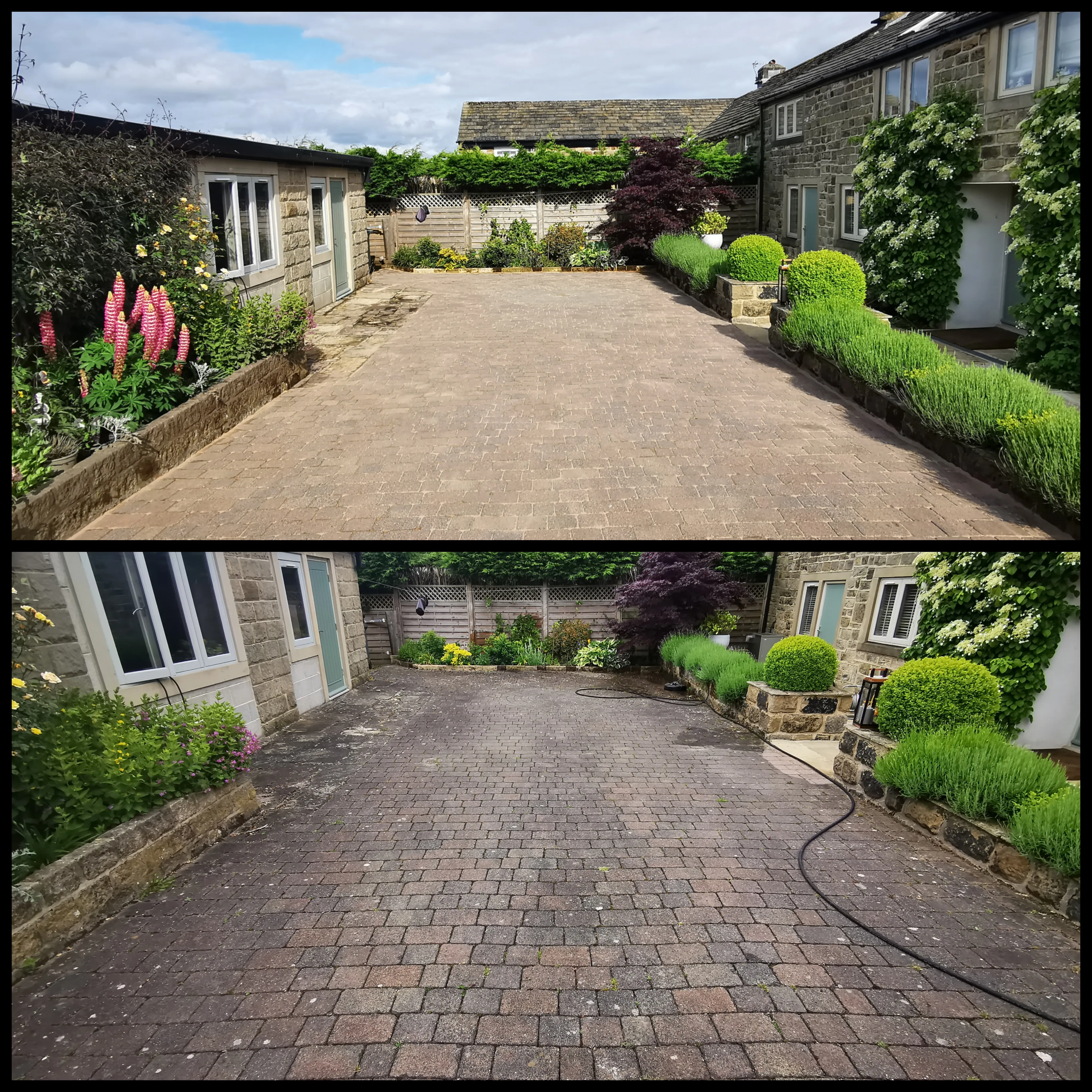 Block paving cleaning before and after